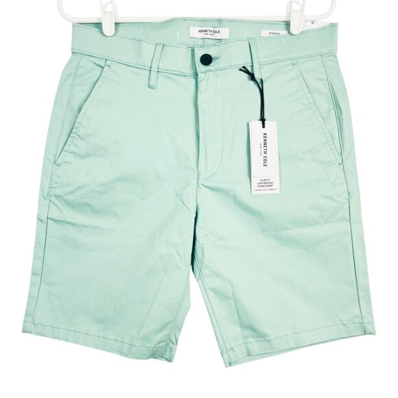 Kenneth Cole Men's Green Slim Fit Lightweight Stretch Chino Shorts Size 30 NWT - Picture 1 of 12